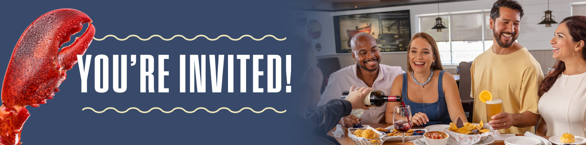 You're Invited — Red Lobster guests enjoying food and drinks